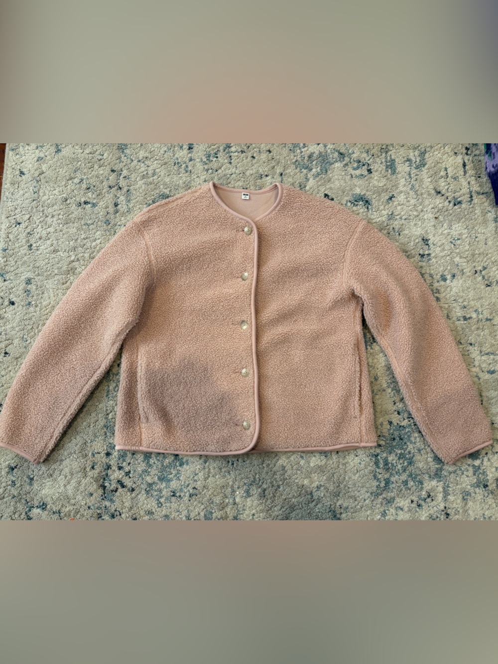Uniqlo Plush Snap-Front Sherpa Cardigan - Dusty Pink